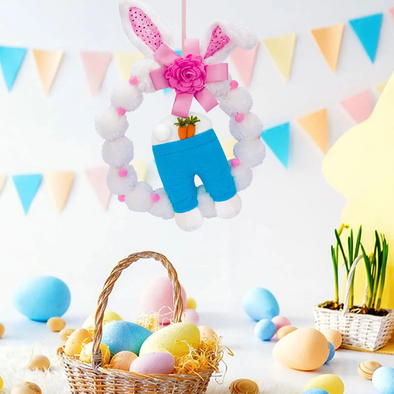 

Пасхальный кролик гирлянда Симпатичные студийные фоны Пасхальный кролик венок для улицы внутри стены окна праздник Пасхи весенний декор
