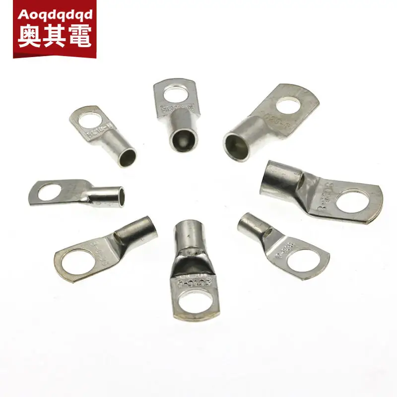 60PCS SC6-25 Series Round Cold Crimp Terminal Connectors Copper Nose Wire Connectors Silver