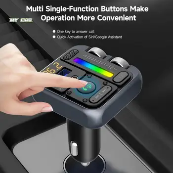 5V/2.4A Bluetooth 5.3 FM Transmitter Colorful Atmosphere Light Digital Display Car MP3 Music Player Support USB Flash Drive 1