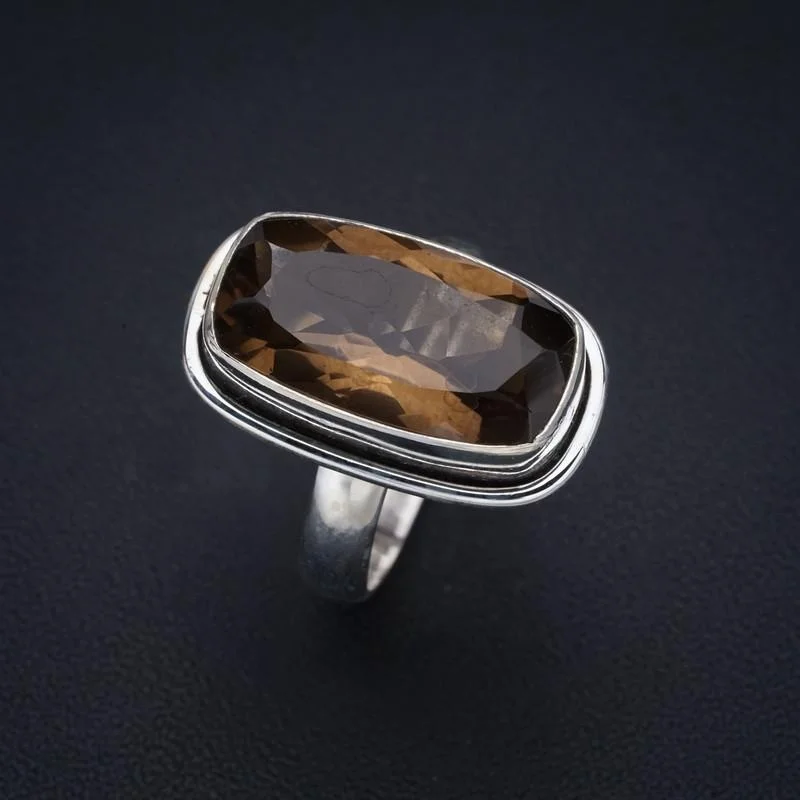 

StarGems Smoky Quartz ручной работы 925 пробы Серебряное кольцо 8 F1936