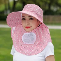 Women Sun Caps Wide Brim UV Protection Fishing Gardening Labouring Hats Foldable Ponytail Summer Hat with Flap 5