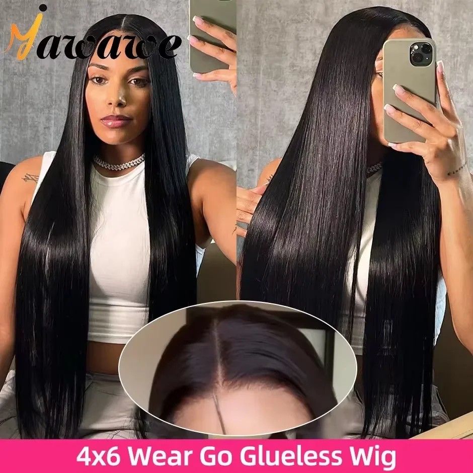 Human Hair Wig 6X4 Glueless Straight Lace Frontal Wig For Women