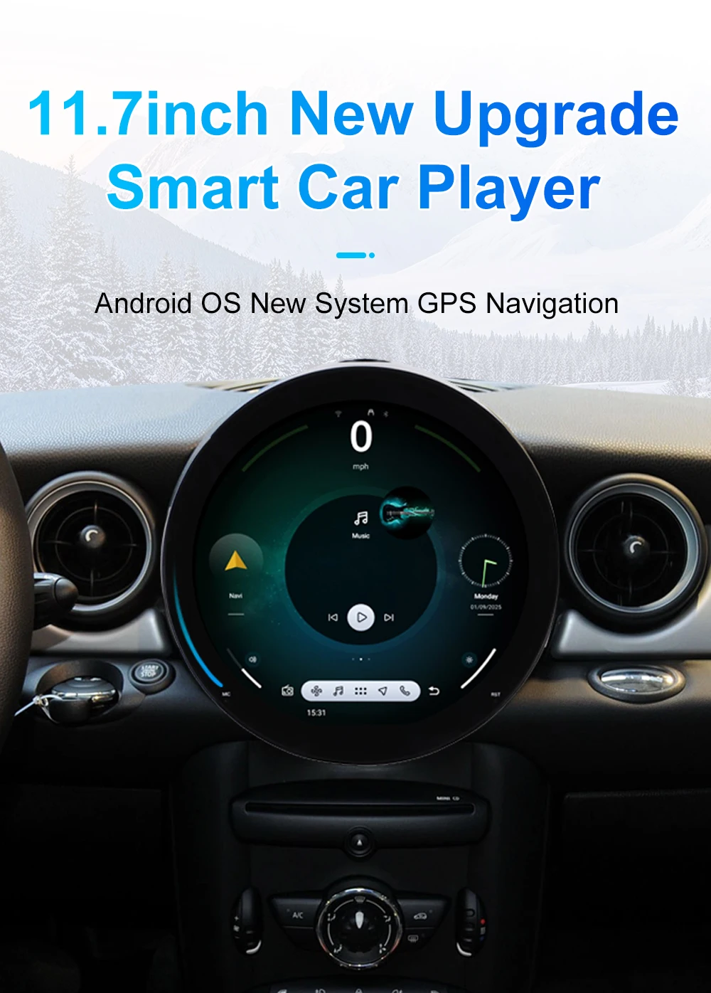 Android 15 Car Radio For BMW MINI R56 R60 2007-2016 Multimedia Player Supports C