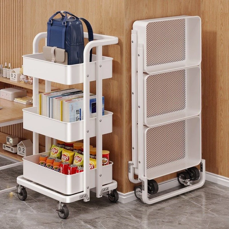 Description Picture 2 of itemFolding Storage Holders Kitchen Fruit Organize Baskets Bedroom Living Room Multifunctional Toy Organizer Cart with Wheels