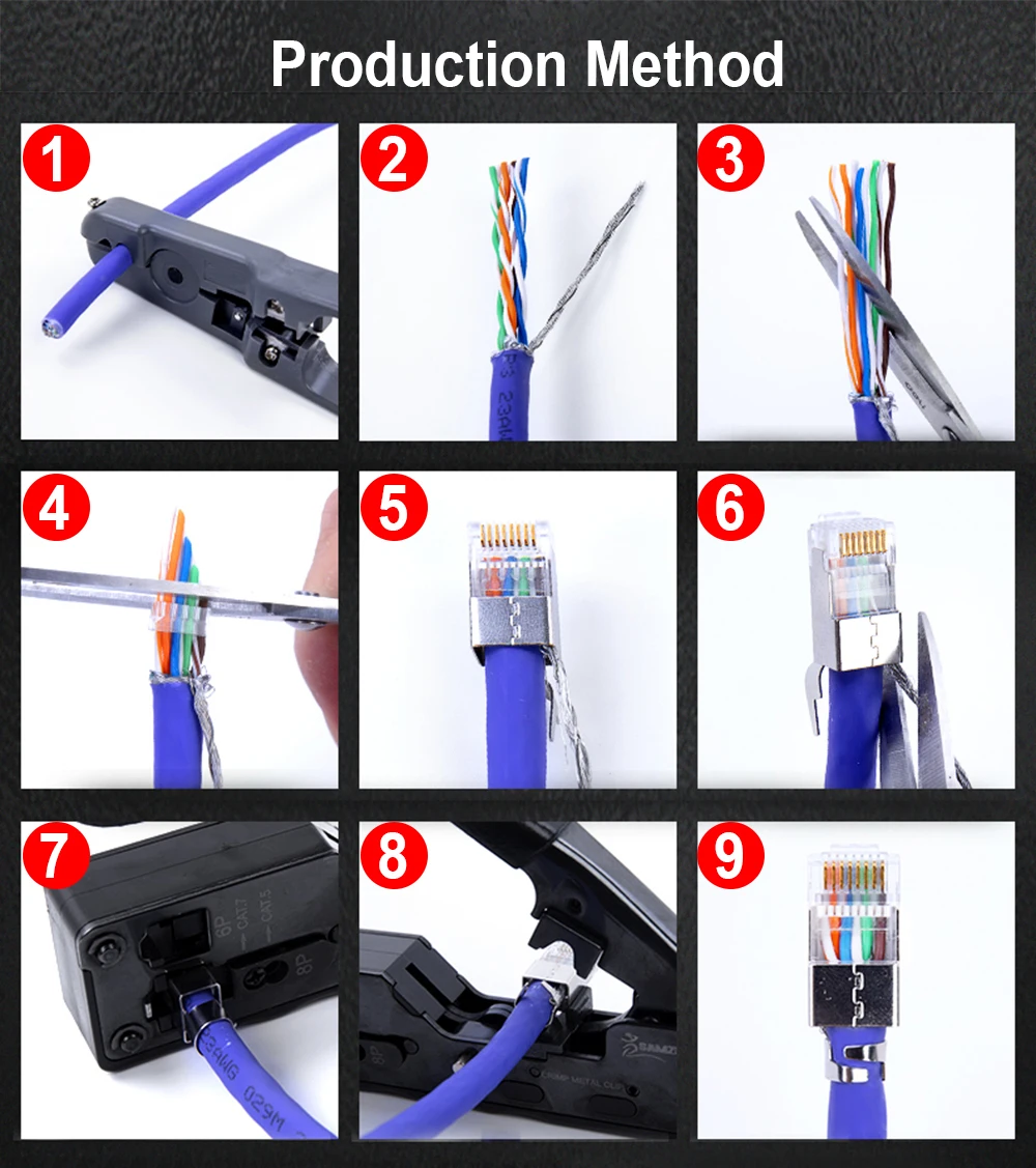 Xintylink CAT7 rj45 커넥터 rj rg45 이더넷 케이블 플러그 CAT8 8P8C FTP stp 차폐 cat6a 네트워크 sftp lan 10/50/100pcs