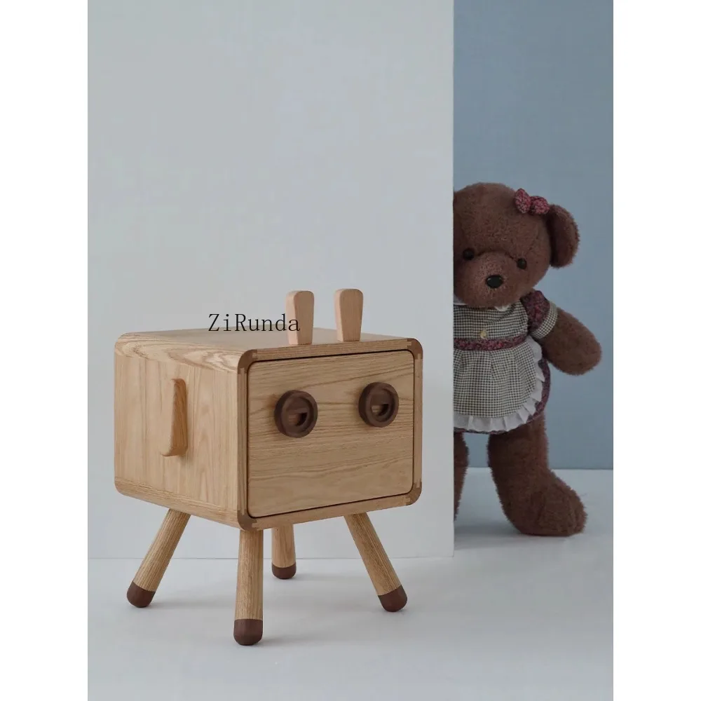 /Bedside table black walnut all solid wood small apartment children's room cute storage bedside table