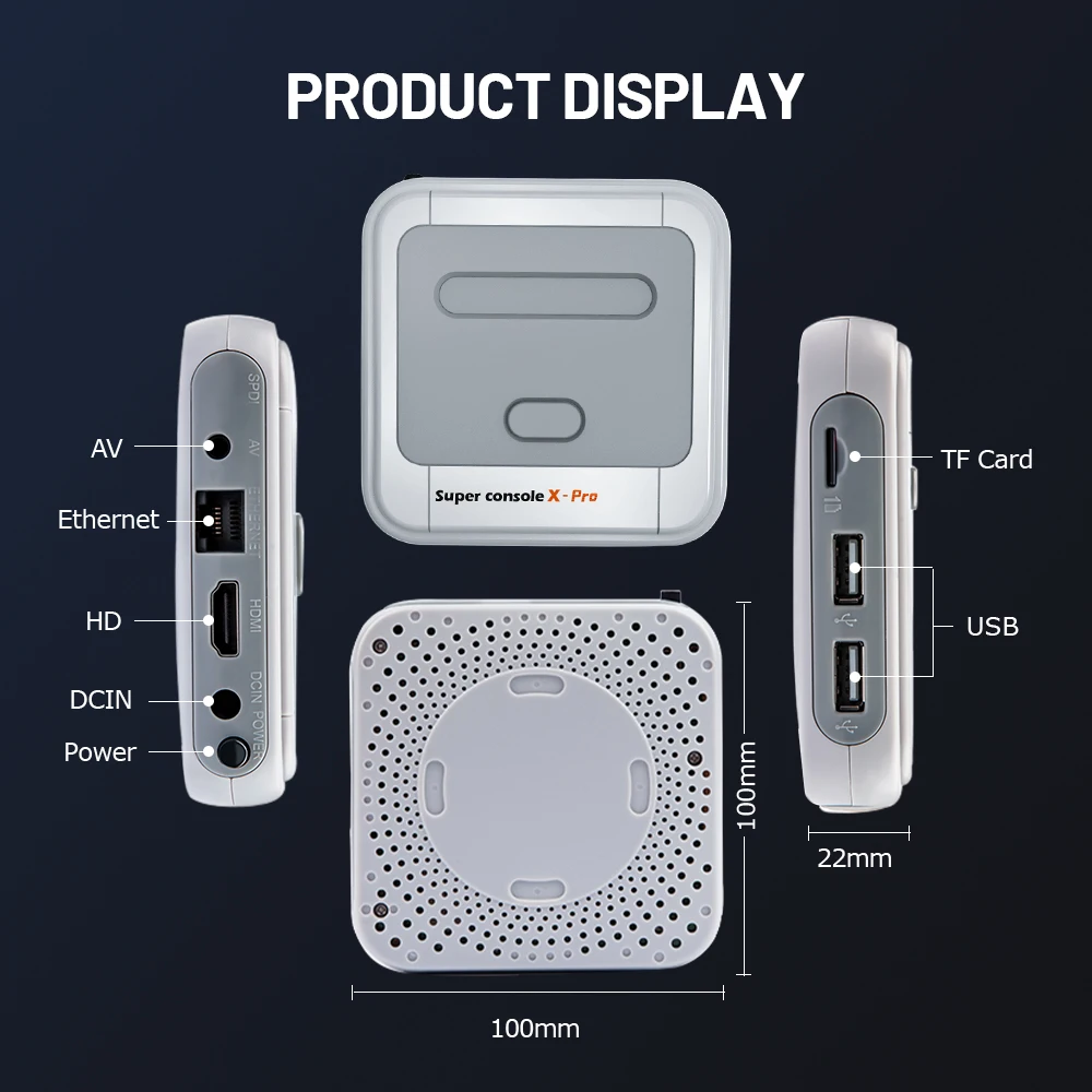 Super Console X Pro Retro Video Game Console Built-in 50+ Emulators 117000+Games for PSP/PS1/N64/DC 4K HD TV BOX with Controller
