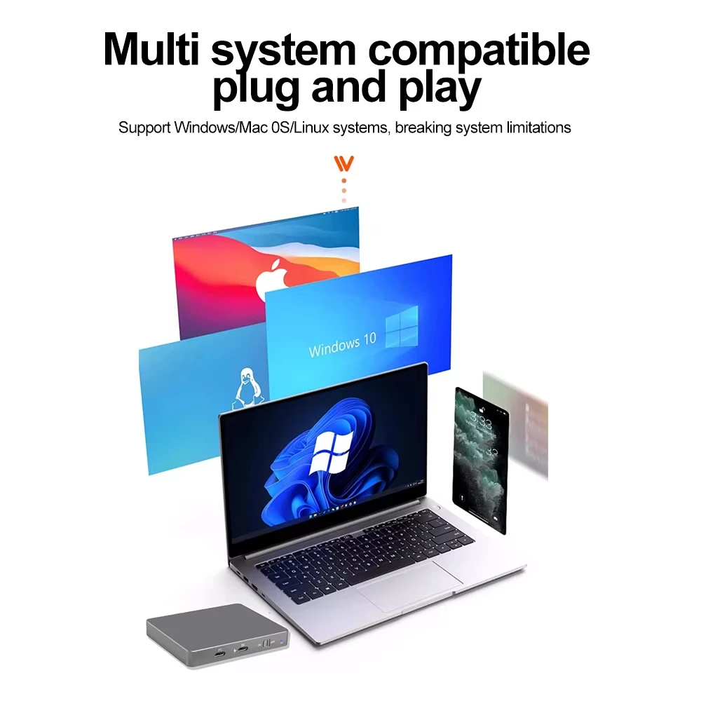 듀얼 베이 M.2 NVMe SSD 외장 케이스 USBC 3.2 GEN2 10Gbps 도킹 스테이션 M.2 NVMe PCI-E 외장 하드 디스크 박스 (M2 SSD M/B&M 키 지원)
