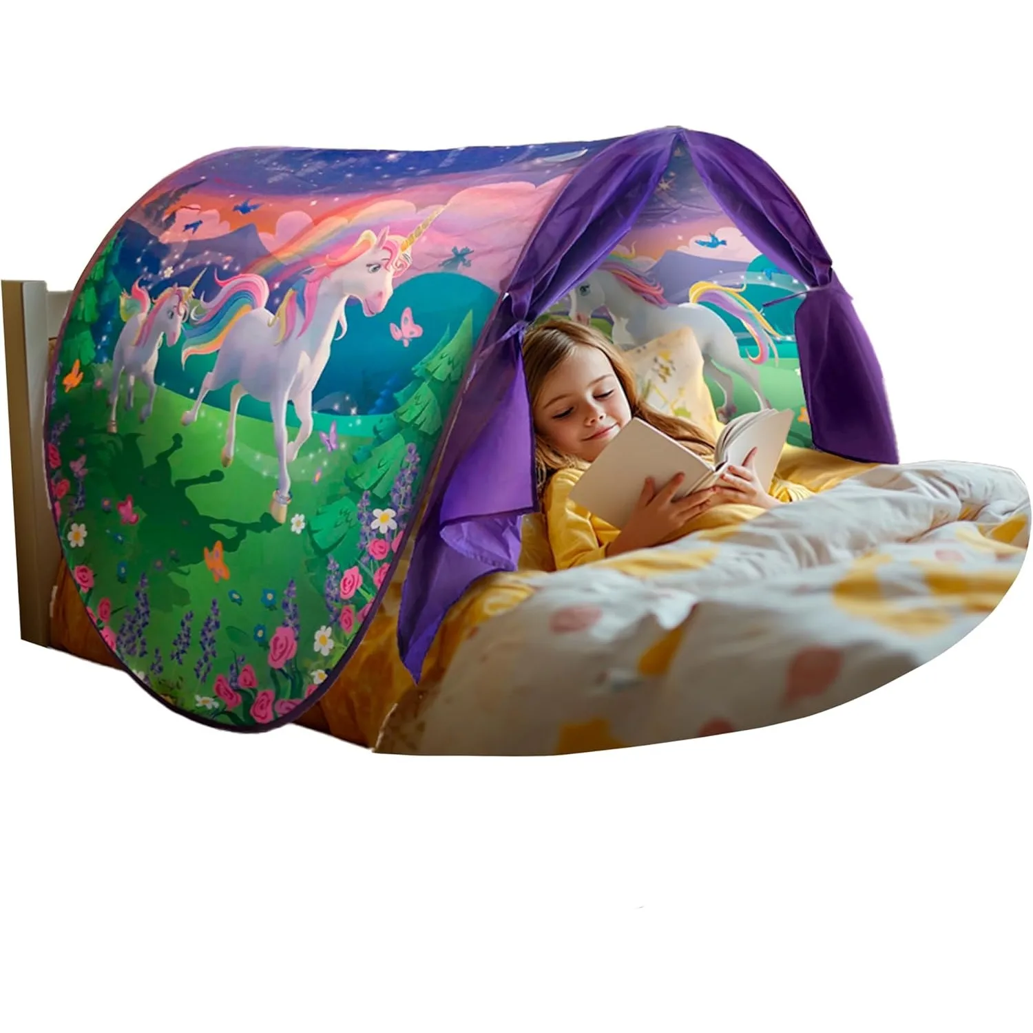 Dream Tent with light show for Kids Bed with Storage Pocket Foldable Kids Tent on Bed Mosquito Net toy tent