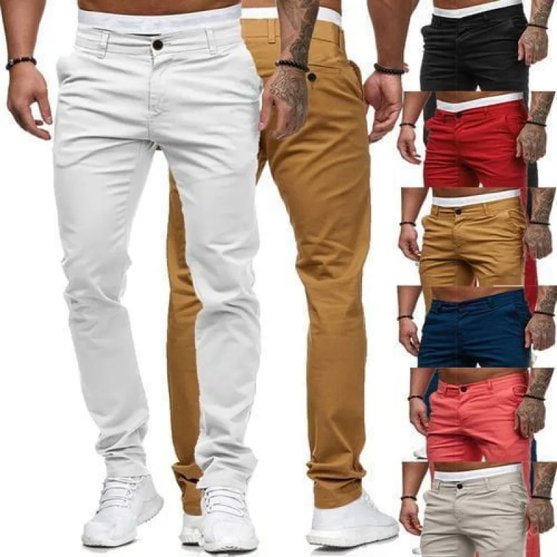 Casual Slim Fit Men's Long Pants Autumn New Style Solid Color Pure Men's Style Comfortable Fashionable Youth Suitable Summer