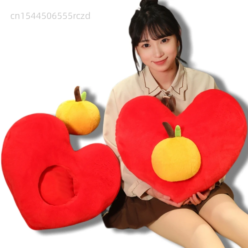 

47cm Red Love Plush Toy Red Love With Orange Soft Stuffed Cotton Meaning Mind Plush Doll Pillow Decoration Bedroom