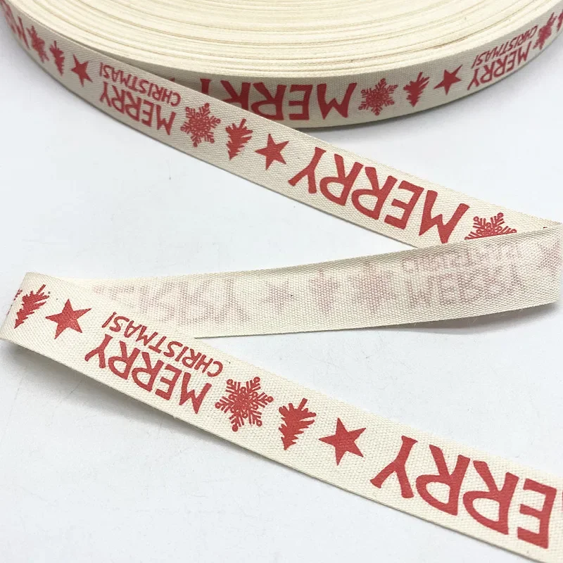 Ribbon Supplies 5yards 15mm Christmas Printed Polyester Cotton Ribbon DIY Wedding Christmas Party Gift Wrapping
