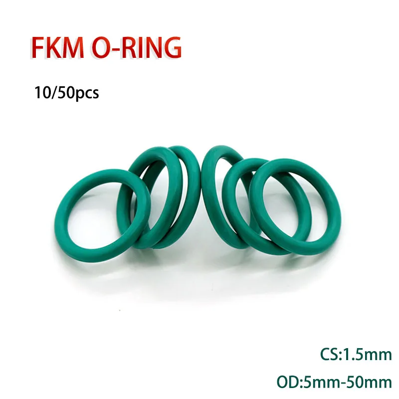 

Уплотнительное кольцо FKM CS, 10 шт., 1,5 мм, внешний диаметр 5 ~ 50 мм, уплотнительная прокладка, изоляционное масло, Термостойкое фторсодержащее резиновое уплотнительное кольцо, зеленое