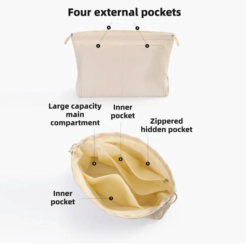 Schlichte Damenhandtasche mit mehreren Fächern, leichte Einstecktasche, multifunktionale Tasche, Organizer für Aufbewahrungszwecke – Detail 10