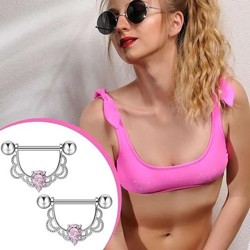 Nipple Piercing Jewelry Set Heart Crystal Nipple Rings Bulk Shiny Butterfly Barbell Dangle Piercing Pezon