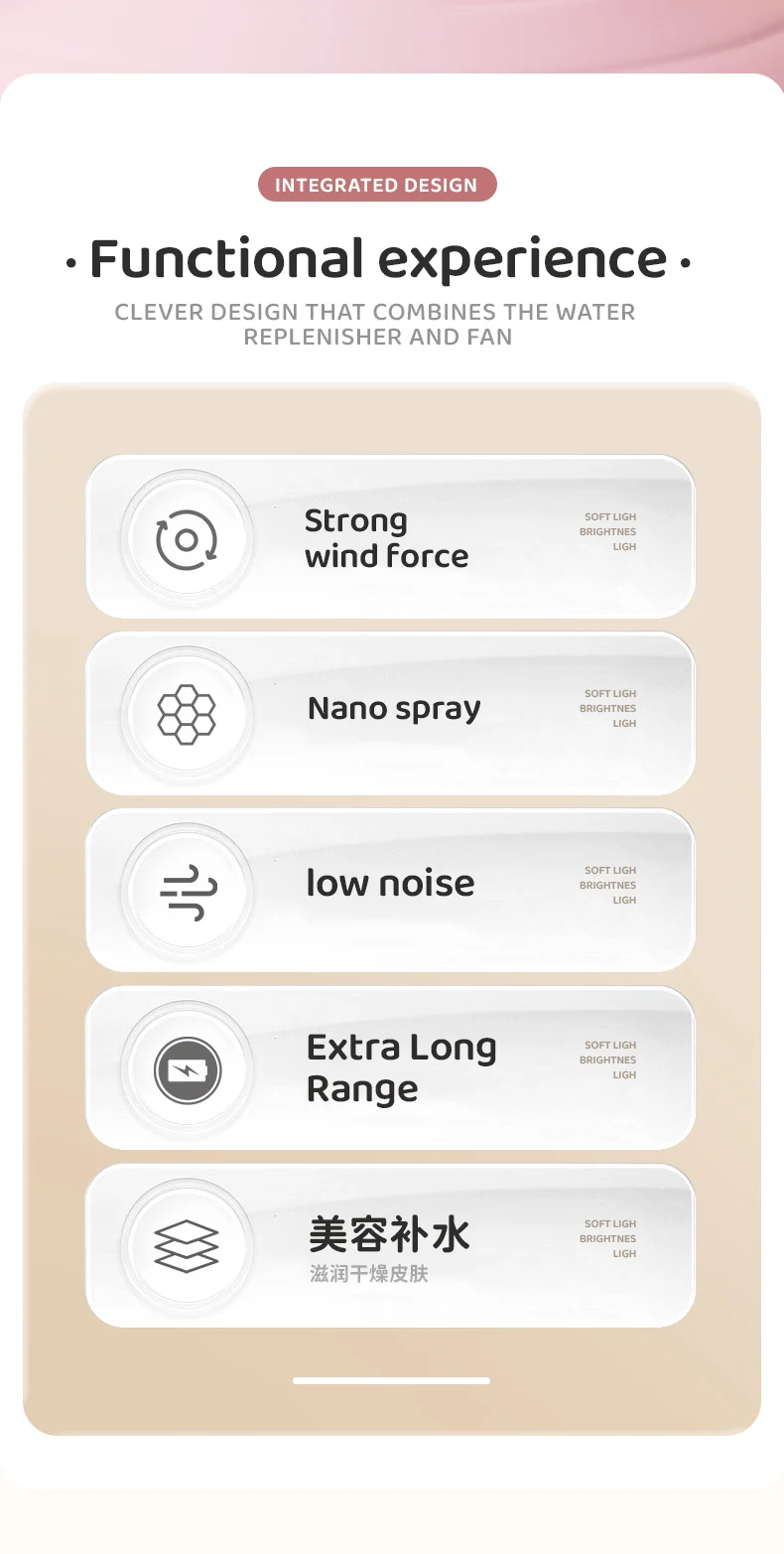 Description Picture 3 of itemPortable Handheld Fan USB Rechargeable Hanging Neck Misting Fan Adjustable Speed Spray Water Mist Fan Outdoor Camping Travel