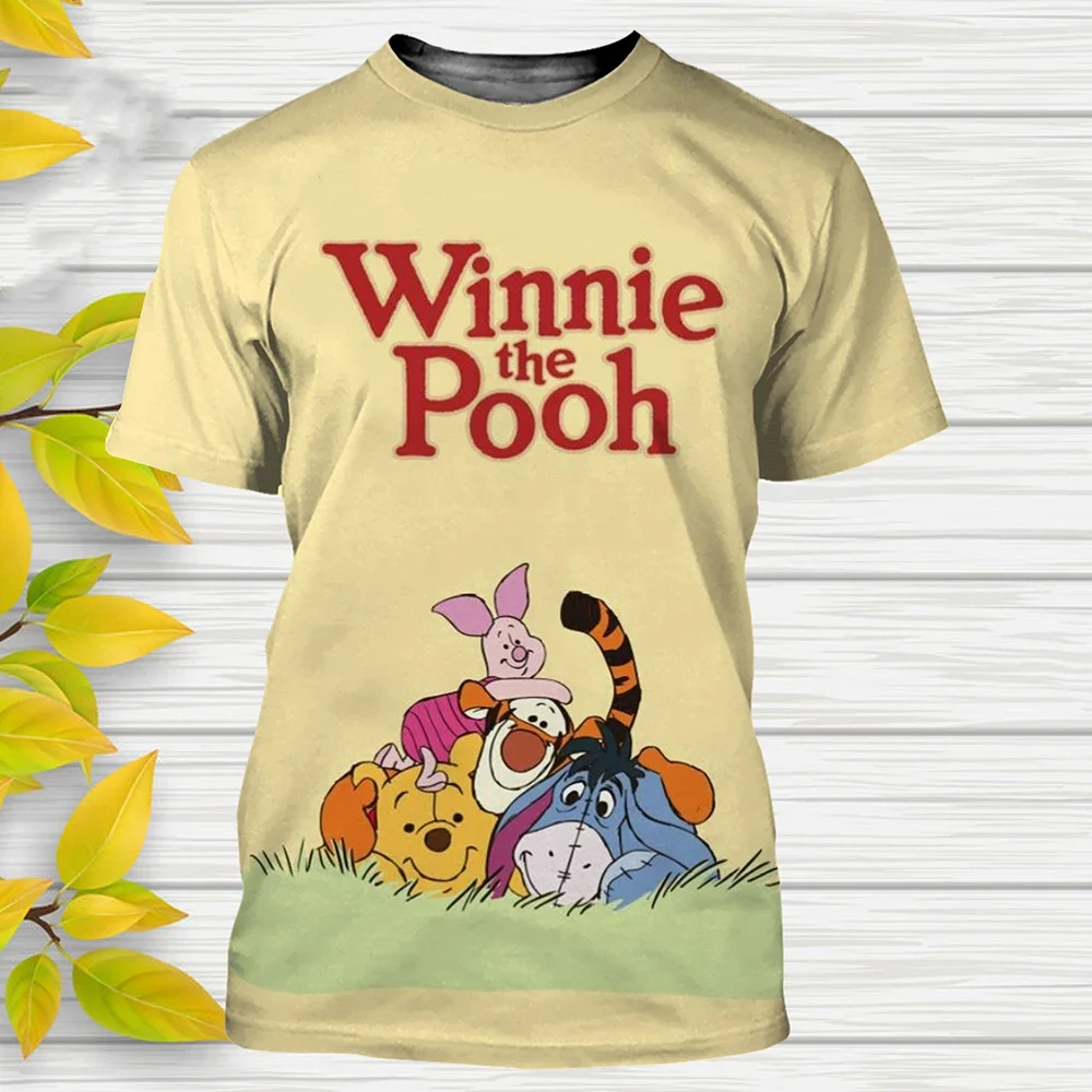 2024 Disney Cartoon Winnie The Pooh Cartoon Anime 3D Print T-Shirt Uomo Donna Casual Fashion T Shirt Bambini Tees Top Abbigliamento