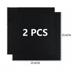 Set of 2 Classic Building Baseplates - Large Plastic Construction Block Bases (2PCS 32X32 Black)