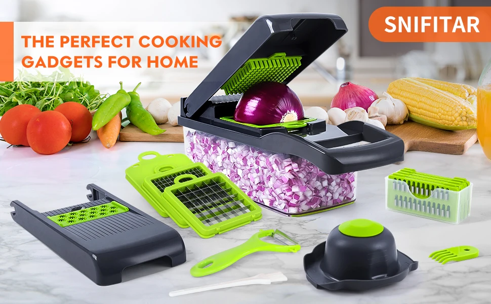 Vegetable Chopper Pro 14 In 1 Multifunctional Food Chopper Kitchen Vegetable  Slicer Dicer Cutter Veggie Chopper With 8 Blades - Fruit & Vegetable Tools  - AliExpress