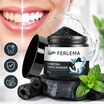 Polvere sbiancante per denti, adsorbimento del carbone, rimuove macchie e placca, pulizia profonda, illumina i denti, alito fresco, cura orale