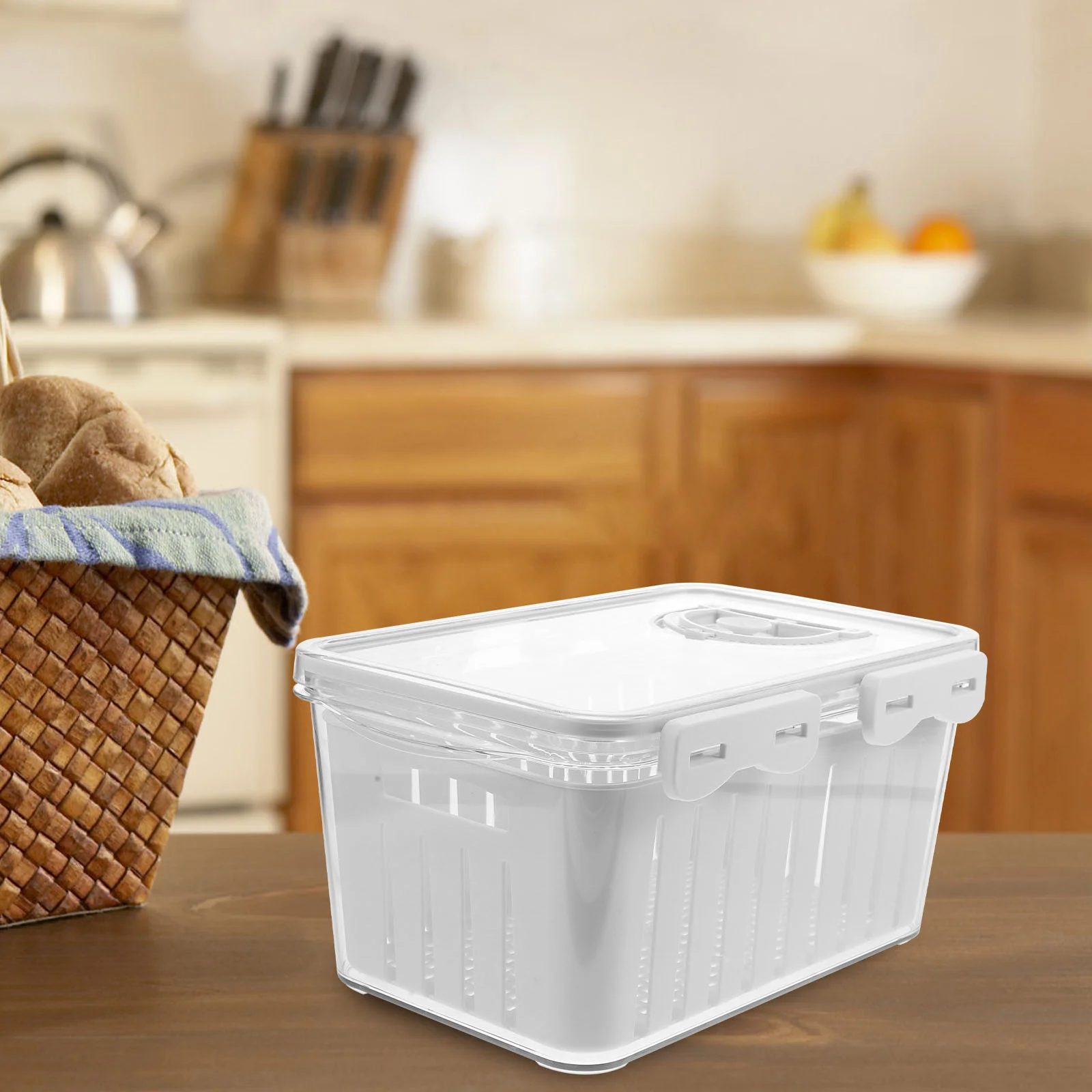 

Fruit Storage Containers Fridge Removable Colander Lid Airtight Food Storage Case Produce Saver Container Refrigerator Keep