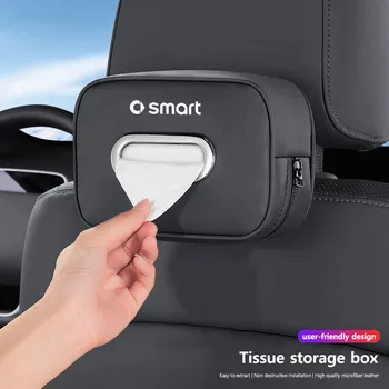 Organizer per fazzoletti auto con logo, accessori per tergicristalli per Smart Fortwo Forfour 453 451 452 450 454 EQ Roadster
