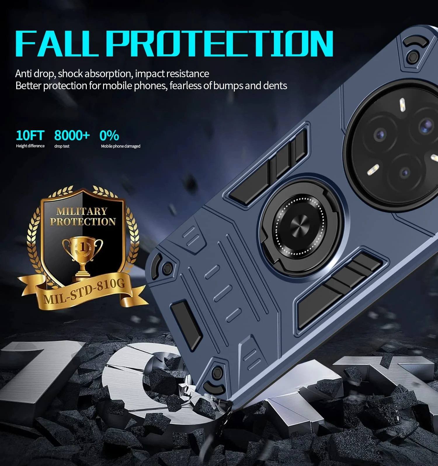 Enhanced Armor Metal Ring Stand Phone Case Cover