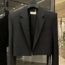 Black suit jacket women's 2022 autumn new style design sense street suit top blazers for women jacket Cotton