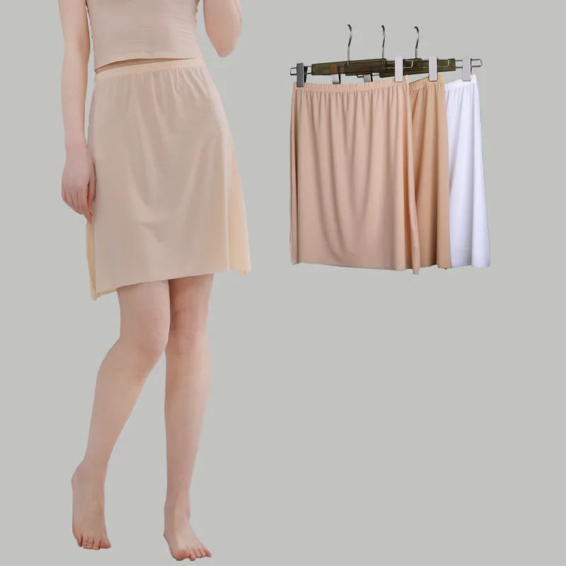 Description Picture 3 of itemPlus Size bottoming skirt Half Body Slips Dress For Summer Thin Ice Silk High Waist Elastic Anti-Penetrating Underskirt Lining