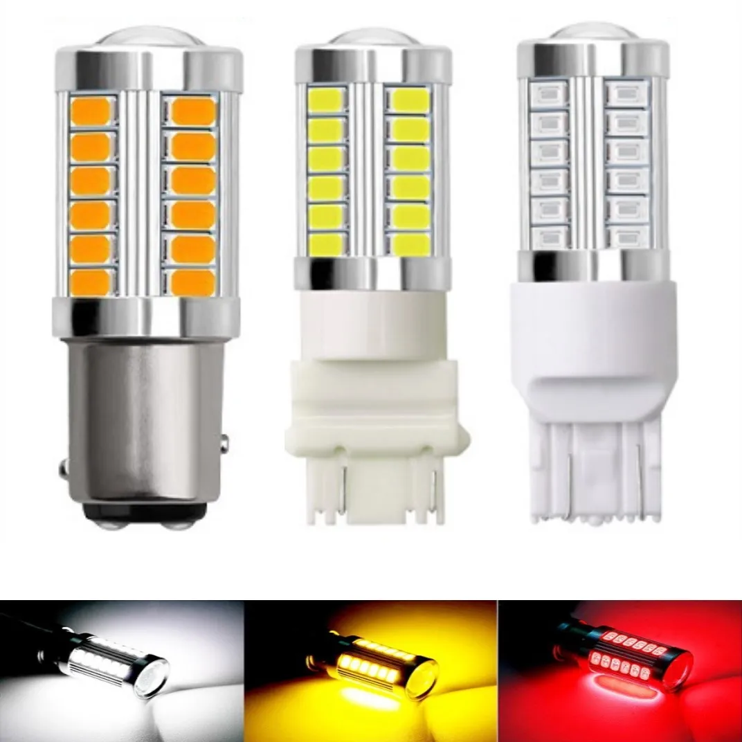 LED Car Bulbs PY21W P21/5W 1156 Ba15s 1157 Bay15d 3156 3157 7440 7443 Turn Signal Light White Brake Reverse Parking Lamps 12V 2X