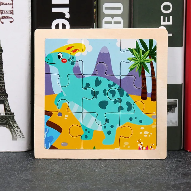 9-Piece Mini Wooden Jigsaw Puzzle Set - Montessori Educational Board Game