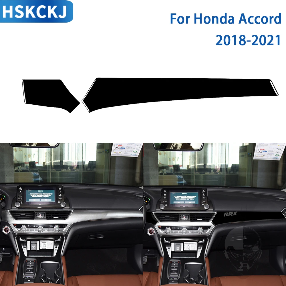 

Для Honda Accord 2018 2019 2020 2021 аксессуары для салона автомобиля глянцевая черная пластиковая приборная панель декоративная наклейка