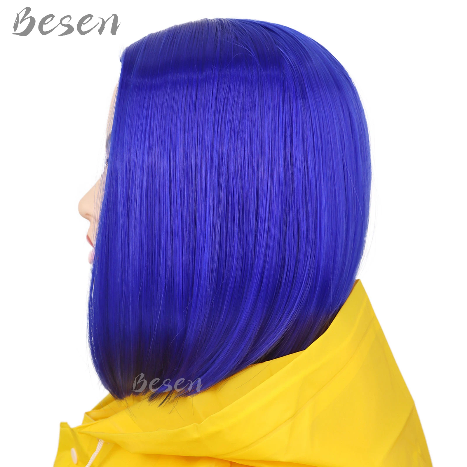 Dark Blue Bob Wig Side View