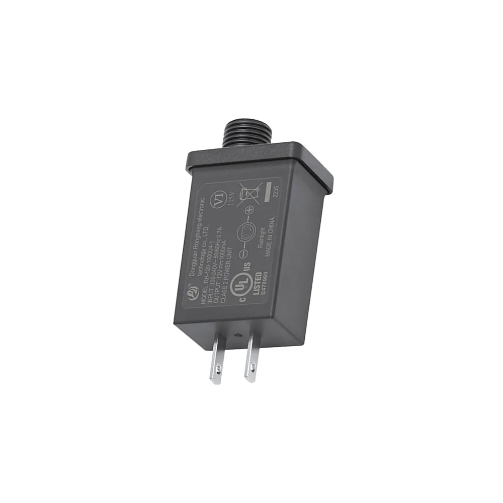12V 1A 출력 클래스 2 전원 공급 장치 변환기 IP44 방수 변압기 LED 어댑터 미국 플러그 교체 야드 풍선 어댑터