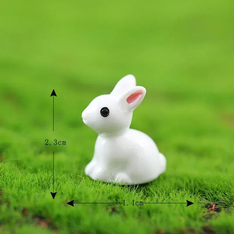10/20/50PCS Mini Resin Bunnies Miniature Figures 3D Little White Rabbit Ornament Micro Landscape Dollhouse Decoration Diy Crafts 6