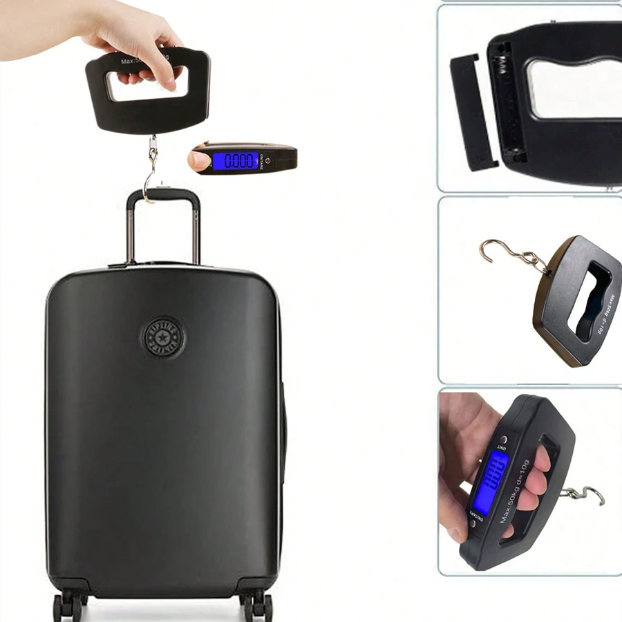 Balance Portable avec écran LCD numérique, 110lb/50kg, crochet de suspension pour bagages électroniques, valise de voyage, sac à bagages, outils d'équilibre du poids