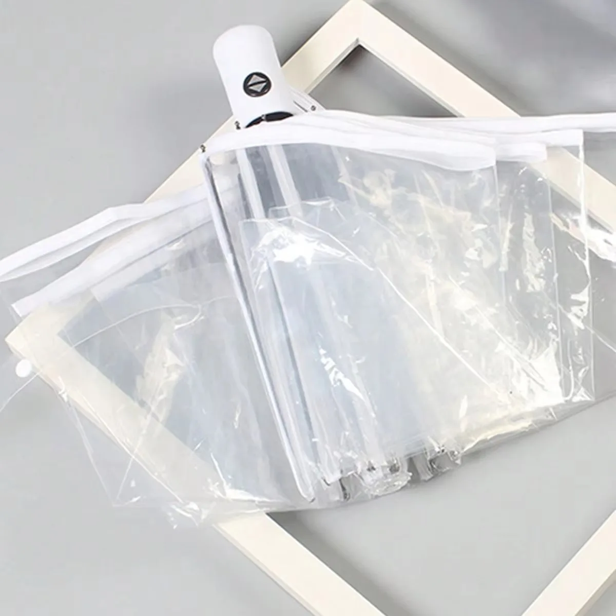 Triple Fold Rainproof Transparent Umbrella
