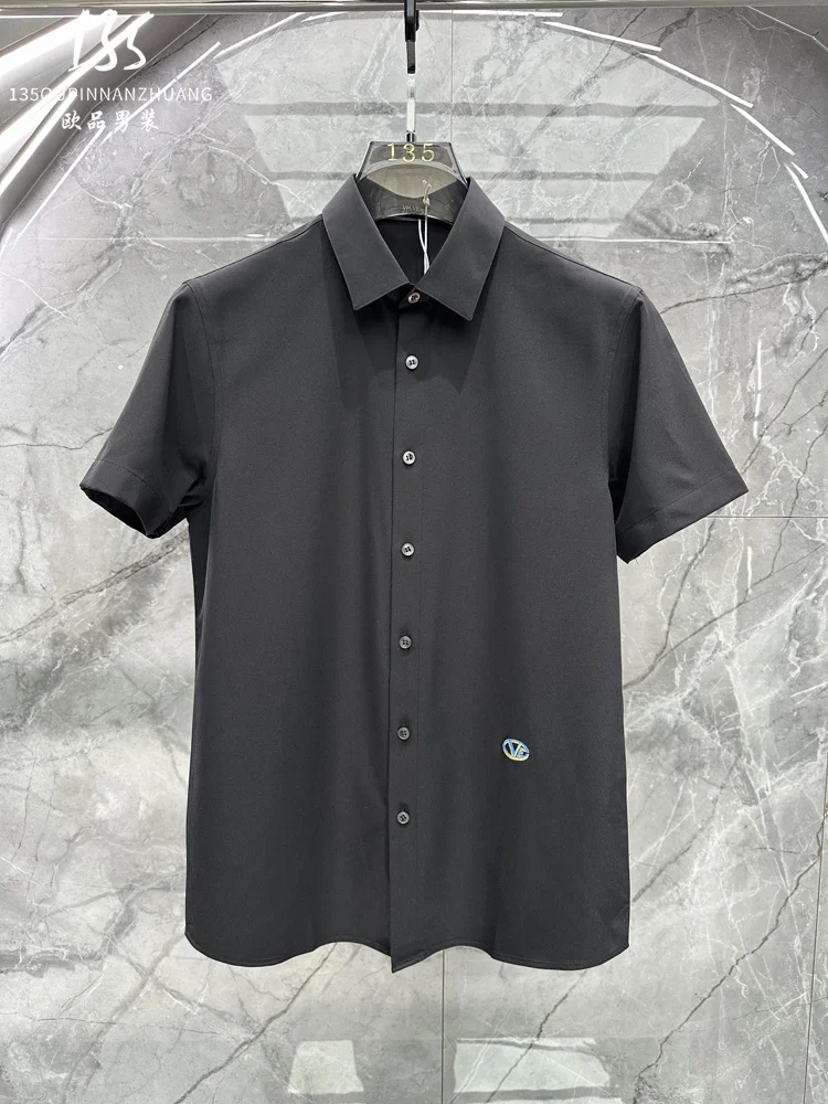 Fashionable Lapel Business Short-Sleeve Shirt Men's 2024 Spring Summer New Shirts Simple High-End Affordable Luxury Tops