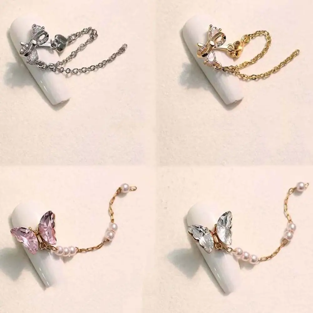 1Pc Sailor Moon Nail Charms Love Heart Butterfly Chain Nail Parts Tulip Flowers Nail Figures for Manicure Nail Accessories