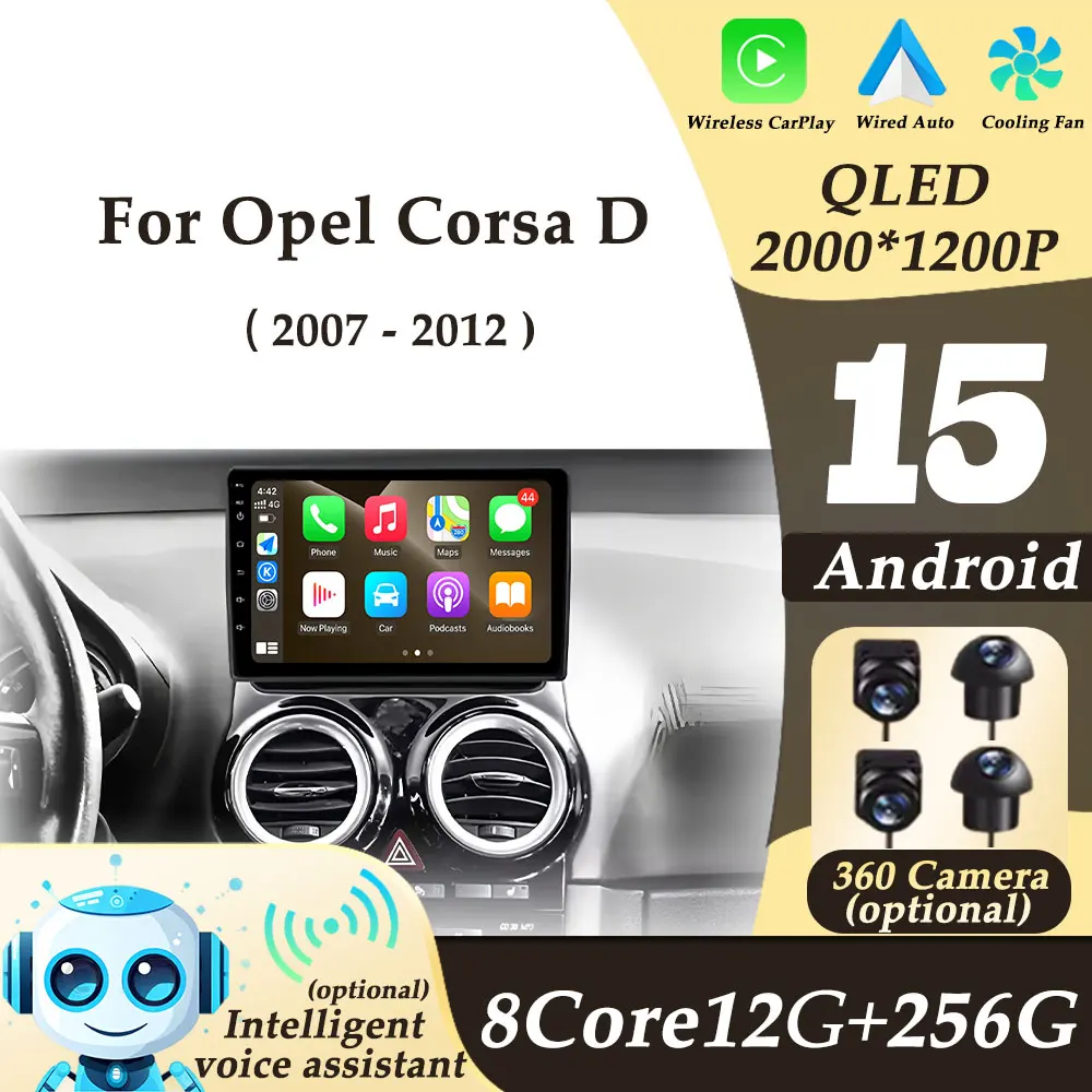 CarPlay inalámbrico Android Auto para Opel Corsa D 2007-2012 Radio de coche reproductor Multimedi herramientas automáticas GPS Navi pantalla dividida DSP estéreo 1