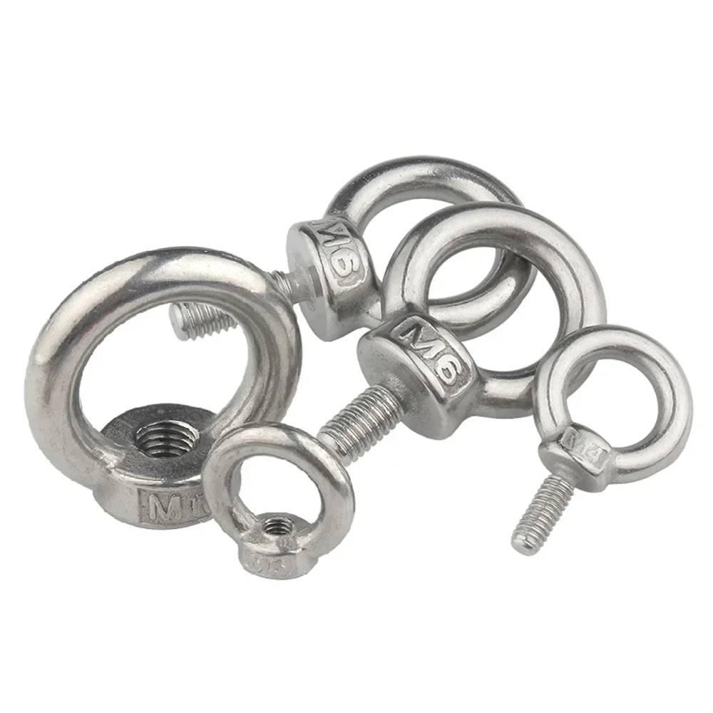 1-2Pcs Lifting Eye Nuts Screw Ring Eyebolt Ring Hooking Nut Screws M3 M4 M5 M6 M8 M10 M12 304 Stainless Steel