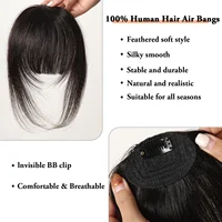 100% Remy cheveux humains frange frange Clips en naturel noir cheveux humains 3D Air frange postiches pour les femmes avec des cheveux amincissants 3