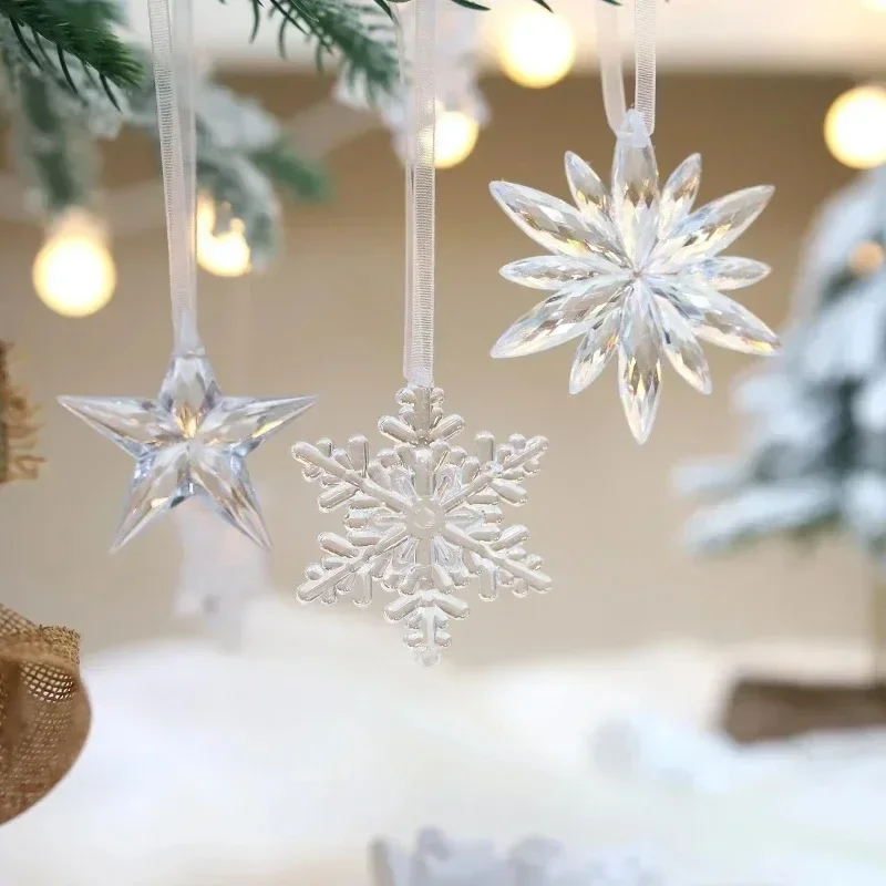 Guirnaldas De Copos De Nieve Para Montar - Pack 5, 30 Adornos Nacarados De 12cm, Decoración Navideña E Invernal