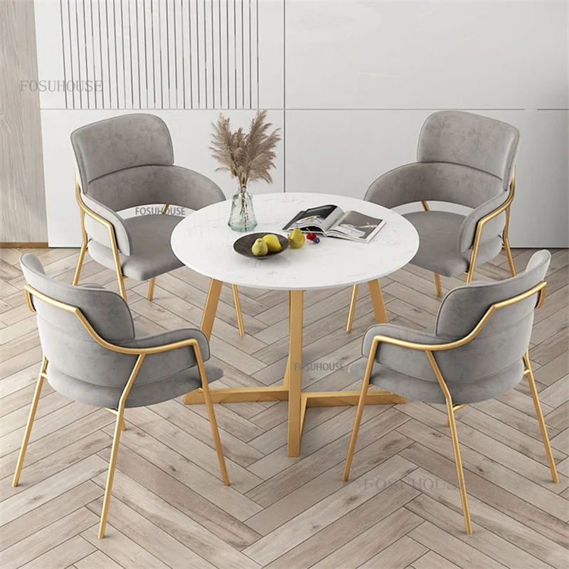 Modern Furniture Flannel Dining Chairs Kitchen Pink Makeup Chair Soft Backrest Cafe Dining Room Chair Bc
