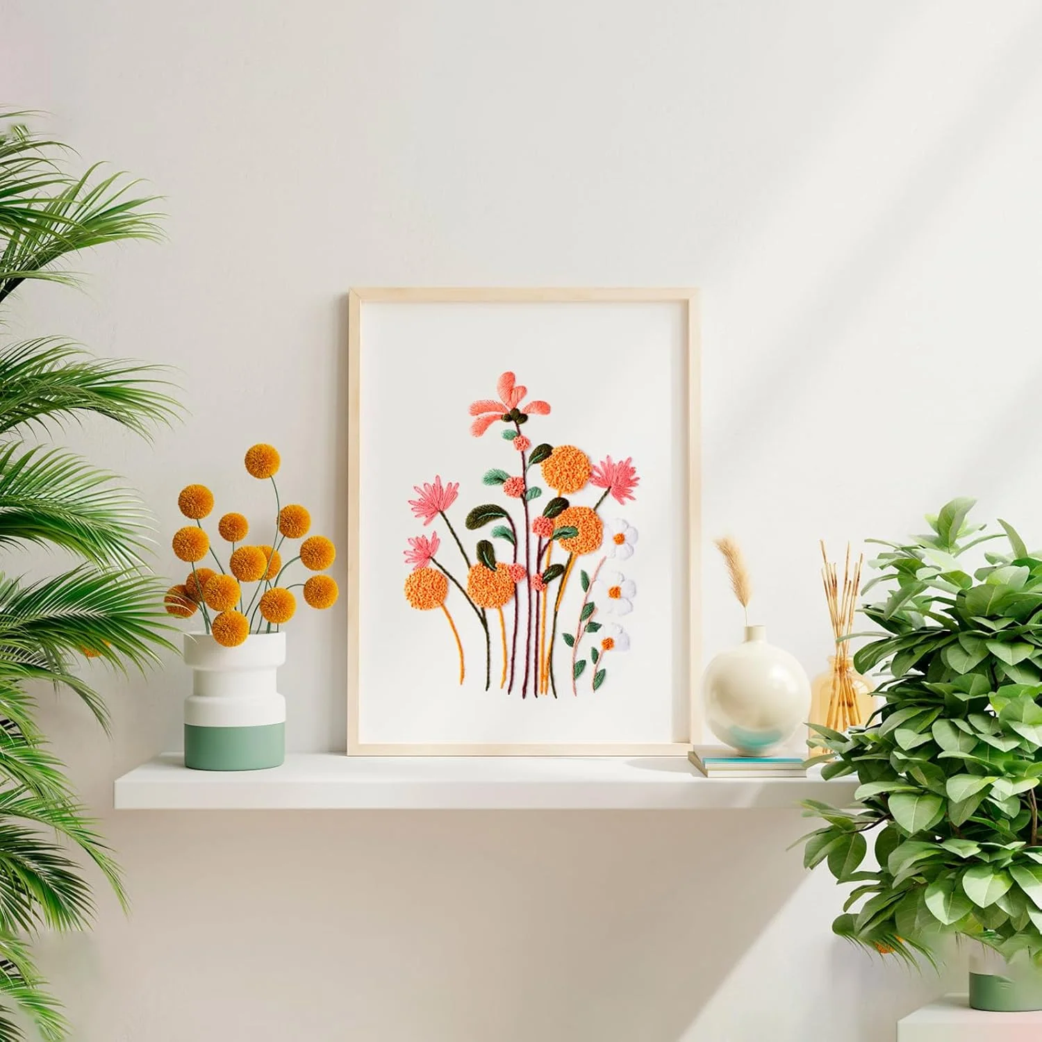 Simple Floral Embroidery Kit DIY Handmade Fabric Art with Creative Design embroidery kits