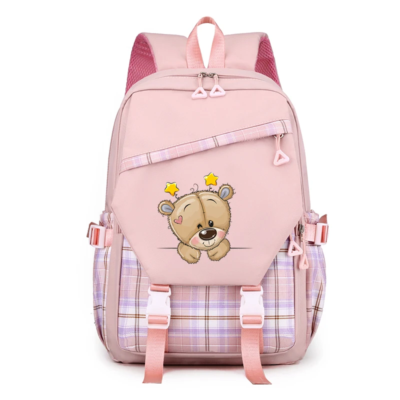 

Вместительный рюкзак для студентов, повседневная Водонепроницаемая нейлоновая школьная сумка на плечо с медведем, модный мультяшный дорожный ранец для колледжа с аниме