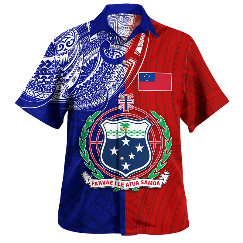 New Summer 3D American Samoa National Flag Printing Shirts For Men Samoa Coat Of Arm Graphic Short Sleeves Harajuku Clothing Top 3
