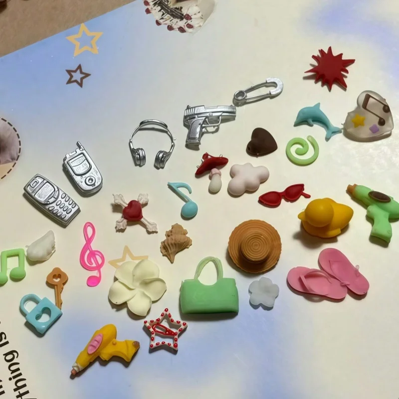 2피스 세트 네일 아트 몰드 콤보 - 아일랜드 휴가 모자 물총 레트로 악기 패션 폰 노트 DIY 네일 아트 스텐실