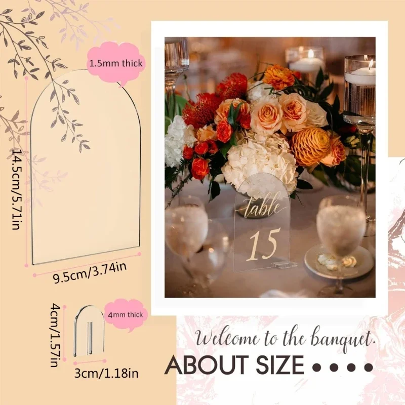 30pcs Arched Acrylic Sign 1-30 Table Signs Clear Table Number Display Stand for Wedding Reception Event Party Restaurant