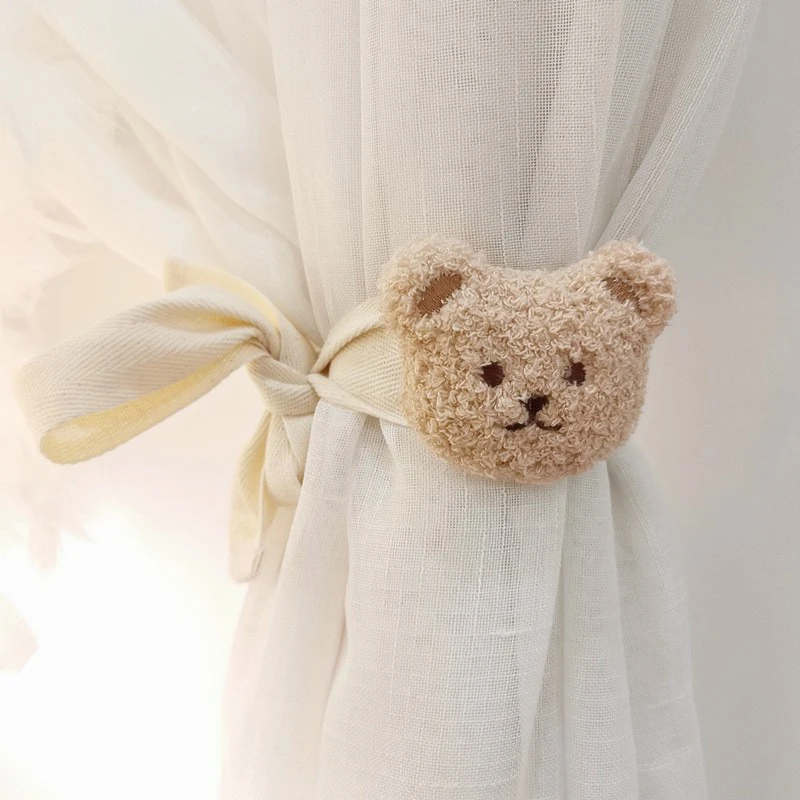 Curtain tiebacks curtain buckle curtain accessories 1Pcs Bear Curtain Tieback Cartoon Embroidery Plush Bear Rabbit Curtain Binding Strap Kids Room Window Buckles Home Decor